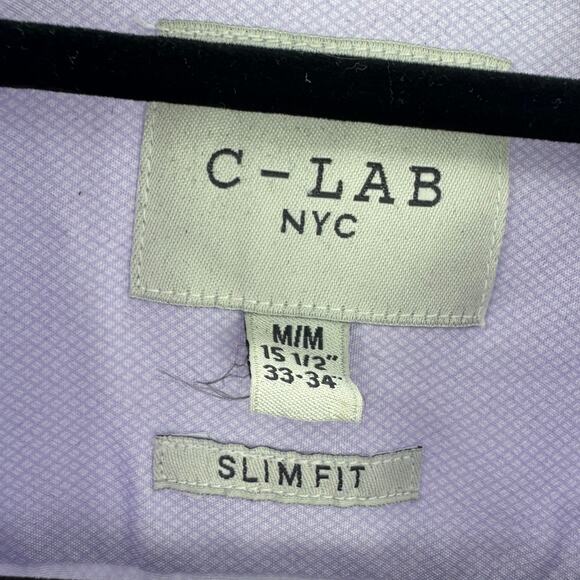 C-LAB NYC Men's Slim-Fit 4 Way Stretch Geo-Print Dress Shirt Size M 33-34 NWOT - Picture 9 of 11